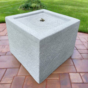 All Pond Solutions Square Water Feature with LED Lights - Plug Powered - Light Grey 37x37x30cm