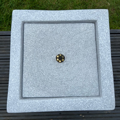 All Pond Solutions Square Water Feature with LED Lights - Plug Powered - Light Grey 37x37x30cm
