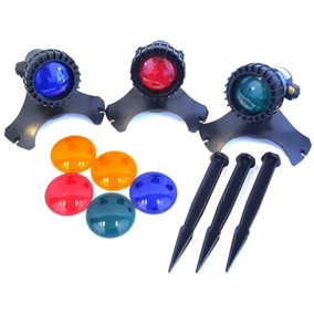 All Pond Solutions Underwater Pond and Garden LED Lights - Set of Three 3