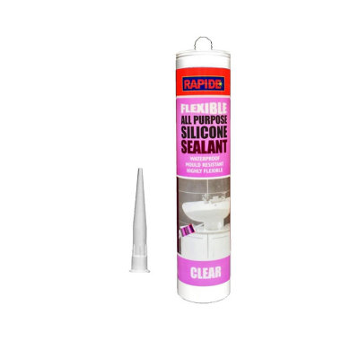 All Purpose Silicone Sealant Baths Sinks Gun - Clear - 3