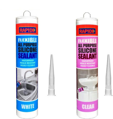 All Purpose Silicone Sealant Baths Sinks Gun - White - 3