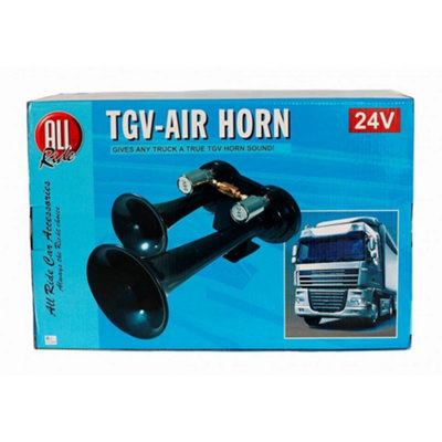 All Ride TGV Air Horn 24V Twin Black for Trucks and Vans