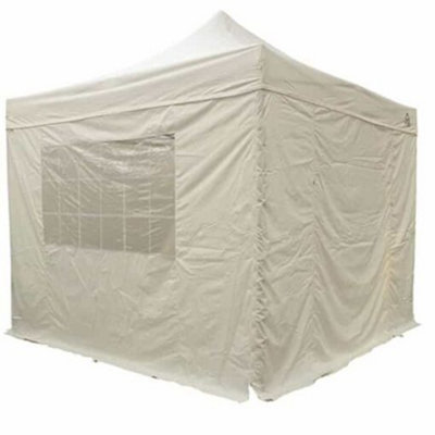 All Seasons Gazebos 2.5x2.5 Full Waterproof Pop Up Gazebo with 4 Lightweight Side Panels and Accessories Cream