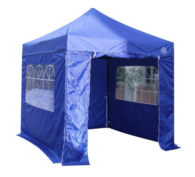 All Seasons Gazebos 2.5x2.5 Full Waterproof Pop Up Gazebo with 4 Lightweight Side Panels and Accessories Royal Blue