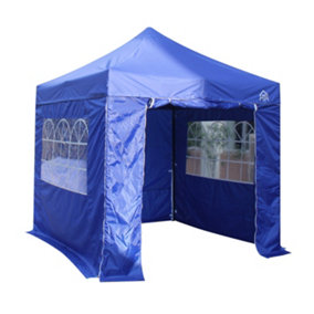 All Seasons Gazebos 2.5x2.5 Full Waterproof Pop Up Gazebo with 4 Lightweight Side Panels and Accessories Royal Blue