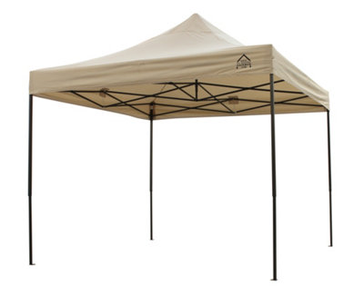 All Seasons Gazebos 2.5X2.5 Fully Waterproof Pop up Gazebo With Accessories Beige