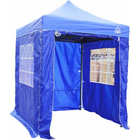 All Seasons Gazebos 2x2 Full Waterproof Pop Up Gazebo with 4 Lightweight Side Panels and Accessories Royal Blue