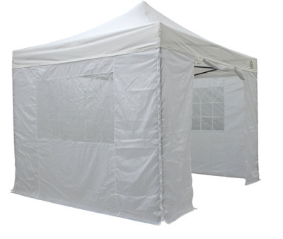 All Seasons Gazebos 3x3 Full Waterproof Pop Up Gazebo with 4 Heavyweight Side Panels and Accessories White