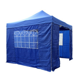 All Seasons Gazebos 3x3 Full Waterproof Pop Up Gazebo with 4 Lightweight Side Panels and Accessories Royal Blue
