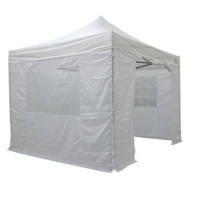 All Seasons Gazebos 3x3 Full Waterproof Pop Up Gazebo with 4 Lightweight Side Panels and Accessories White