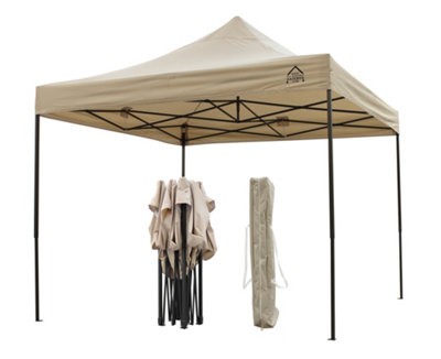 All Seasons Gazebos 3x3 Fully Waterproof Pop up Gazebo With Accessories Beige