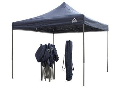 All Seasons Gazebos 3x3 Fully Waterproof Pop up Gazebo With Accessories Navy Blue