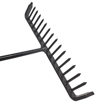 ALL STEEL TARMAC RAKE 16 FORGED ROUND TEETH STEEL HANDLE 1650MM LONG