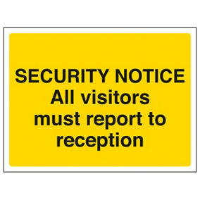 All Visitors Report To Reception Sign Rigid Plastic - 200x150mm (x3)