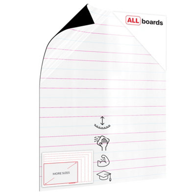 ALLboards 80x95cm magnetic dry-wipe overlay sheet - Ruled