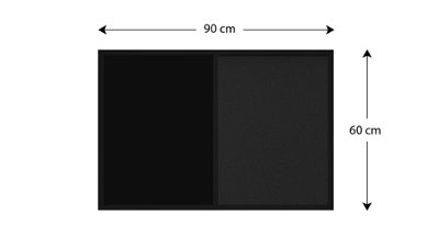 ALLboards 90x60cm black cork and black chalkboard Combii board with varnished black frame
