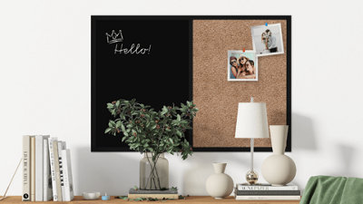 ALLboards 90x60cm cork and black chalkboard Combii board with varnished black frame