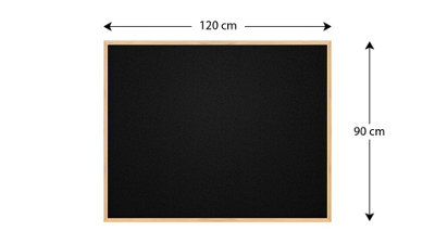 ALLboards Black cork notice board wooden natural frame 120x90 cm