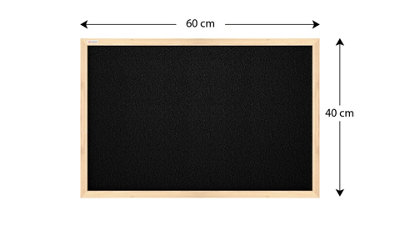 ALLboards Black cork notice board wooden natural frame 60x40 cm