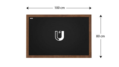ALLboards Black magnetic chalkboard 100x80 cm wooden frame