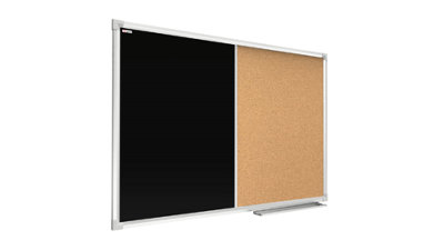 ALLboards Combination Board 2 in 1 Chalkboard & Cork Board with Aluminium Frame 120x90cm, Pin Board Magnetic Board