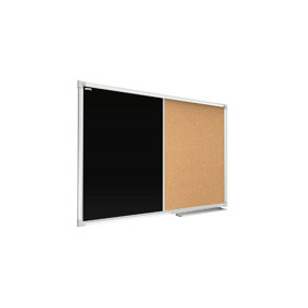 ALLboards Combination Board 2 in 1 Chalkboard & Cork Board with Aluminium Frame 120x90cm, Pin Board Magnetic Board