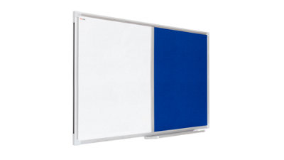 ALLboards Combination Board 2 in 1 Whiteboard & Blue Felt Board with Aluminium Frame 120x90cm, Pin Board Magnetic Board