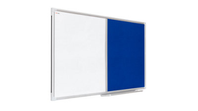 ALLboards Combination Board 2 in 1 Whiteboard & Blue Felt Board with Aluminium Frame 60x40cm, Pin Board Magnetic Board