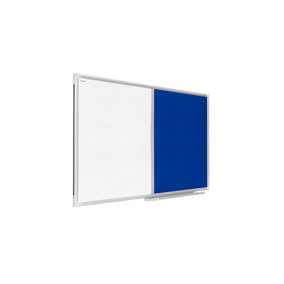 ALLboards Combination Board 2 in 1 Whiteboard & Blue Felt Board with Aluminium Frame 60x40cm, Pin Board Magnetic Board