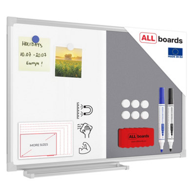 ALLboards Combination Board 2 in 1 Whiteboard & Blue Grey Board with ...