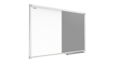 ALLboards Combination Board 2 in 1 Whiteboard & Grey Felt Board with Aluminium Frame 120x90cm, Pin Board Magnetic Board