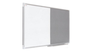 ALLboards Combination Board 2 in 1 Whiteboard & Grey Felt Board with Aluminium Frame 90x60cm, Pin Board Magnetic Board