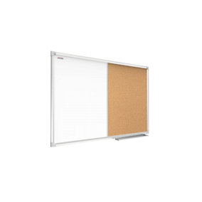 ALLboards COMBO whiteboard dry erase magnetic and cork notice board aluminium frame 120x90 cm