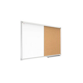 ALLboards COMBO whiteboard dry erase magnetic and cork notice board aluminium frame 60x40 cm