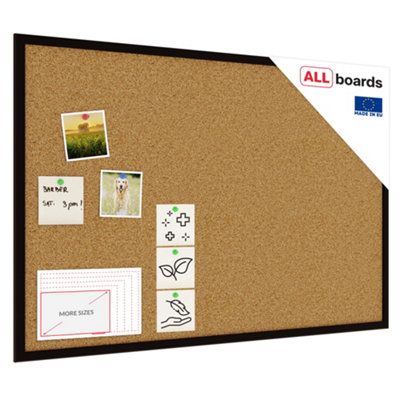 APOLLO Kork-Memoboard Klein – 40x30x1,8 Cm, Mit Kiefernholzrahmen, Natur, Inkl. 6 Pins