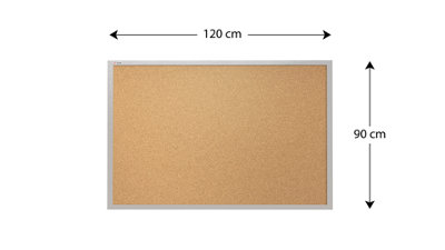 ALLboards Cork notice board wooden natural grey frame 120x90 cm