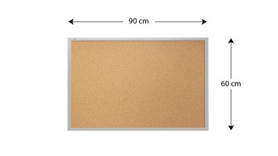 ALLboards Cork notice board wooden natural grey frame 90x60 cm
