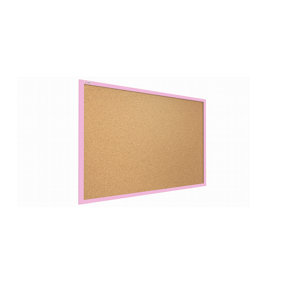ALLboards Cork notice board wooden natural pink frame 100x80 cm