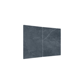ALLboards Glass Chopping Board ANTHRACITE MARBLE 2 Set 52x30cm Cutting Board Splashback Worktop Saver for Kitchen Hob Protection