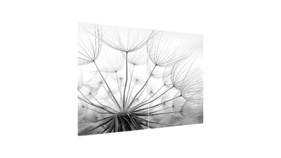 ALLboards Glass Chopping Board DANDELION SEEDED 2 Set 52x30cm Cutting Board Splashback Worktop Saver for Kitchen Hob Protection