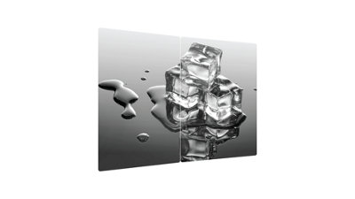 ALLboards Glass Chopping Board ICE CUBE Water Splash 2 Set 52x30cm Cutting Board Splashback Worktop Saver for Kitchen