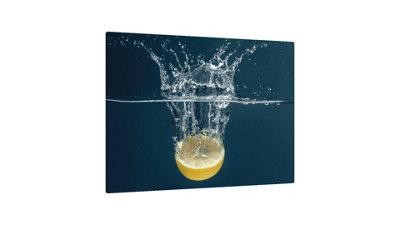 ALLboards Glass Chopping Board LEMON Water Splash 30x40cm Cutting Board Splashback Worktop Saver for Kitchen Hob Protection