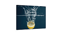ALLboards Glass Chopping Board LEMON WATER SPLASH 60x52cm Cutting Board Splashback Worktop Saver for Kitchen Hob Protection