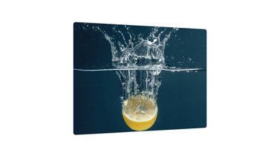 ALLboards Glass Chopping Board LEMON WATER SPLASH 60x52cm Cutting Board Splashback Worktop Saver for Kitchen Hob Protection