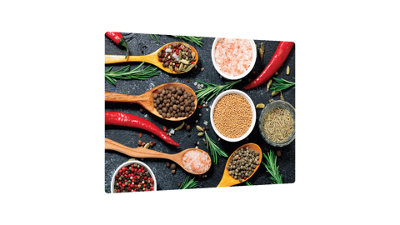 ALLboards Glass Chopping Board SPICES PEPPER SALT SAFFRON 60x52cm Cutting Board Splashback Worktop Saver for Kitchen