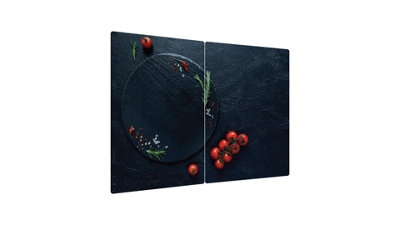 ALLboards Glass Chopping Board TOMATOES CHERRY Tomatoes Ceramic Stone 2 Set 52x30cm Cutting Board Splashback Worktop Saver