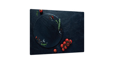 ALLboards Glass Chopping Board TOMATOES CHERRY TOMATOES CERAMIC STONE 60x52cm Cutting Board Splashback Worktop Saver