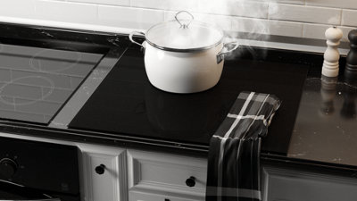 ALLboards Glass Splashback Kitchen Tile Cooker Panel BLACK CLASSIC ...