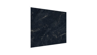 ALLboards Glass Splashback Kitchen Tile Cooker Panel Black Marble 60x65cm Tempered Glass Heat Resistant Toughened Decorative