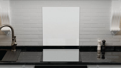 ALLboards Glass Splashback Kitchen Tile Cooker Panel WHITE CLASSIC White 60x65cm Tempered Glass Heat Resistant